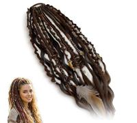 Boho Dreadlock Hair Extension with Hair Beads & Shells, 22 Inch Lightweight Ponytail, Secure Elastic Band for Festivals & Cosplay, Textured Synthetic Braids(H)