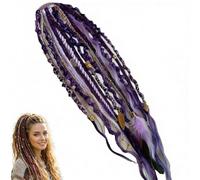 Boho Dreadlock Hair Extension with Hair Beads & Shells, 22 Inch Lightweight Ponytail, Secure Elastic Band for Festivals & Cosplay, Textured Synthetic Braids(G)