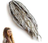 Boho Dreadlock Hair Extension with Hair Beads & Shells, 22 Inch Lightweight Ponytail, Secure Elastic Band for Festivals & Cosplay, Textured Synthetic Braids(F)