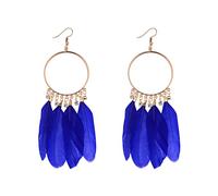 Boho Dream Catcher Drop Earrings for Women, Handmade Feather and Leaf Long Tassel Earrings, Bohemian Retro(Style 6)