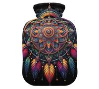 Boho Dream Catcher Mandala Hot Water Bottle with Soft Cover Hot Water Bag for Pain Relief Medium