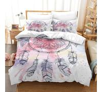 Boho Dreamcatcher Bedding Set Teens Room Decor | King（220x240cm）ultra soft microfiber touch hidden zipper easy change hypoallergenic fabric quick dry student gift pastel sty