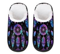 Boho Dreamcatcher Slipper for Women Men Colorful Dreamcatcher Travel Slippers Foldable Indoor Plush Lining Slip on House Slippers Memory Foam Warm Home Sock Shoes M