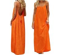 Boho Dresses for Women Cami Lounge Dress Backless Solid Color Sleeveless House Dress Long Sundress with Back Tie Ladies Casual Maxi Loose Fit Beach Dresses Summer Backless Cami Tunic Sundress S-5XL