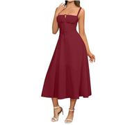 Boho Dresses for Women Square Neck Spaghetti Strap Summer Dress Women Victorian Casual A-Line Swing Dress Solid/Floral Print Corset Sundress Tunic Beach Dresses for Party Wear