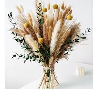 Boho Dried Flowers Bouquet - Olive Green Wall Decor, Pampas Grass Bouquet, Rustic Flower Arrangement, Moody Office & Bedroom Decor, DIY Home Vase Filler, Farmhouse Floral, Boho Wedding Bouquet