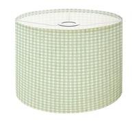 Boho Drum Lamp Shades - 11" x 11" x 8.9" Gingham seamless Plaid repeat green white Design for print tartan gift Replacement Natural Linen Lampshades for Table Lamps, Floor Lamps Easy Assembly