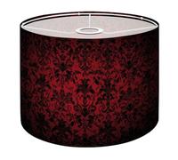 Boho Drum Lamp Shades - 11" x 11" x 8.9" Royal Vintage Gothic Dark red Black Replacement Natural Linen Lampshades for Table Lamps, Floor Lamps Easy Assembly