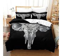 Boho Duvet Cover King（220x240cm）, Finesse Bed Set with Pillowcase Microfiber 3D Printed Elephant Quilt Cover with Zipper Closure for Childs & Adults
