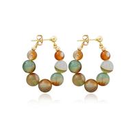 Boho Earrings for Women Dangling Beaded Bohemian Hoop Earring Colorful Bead Jewelry Boho Stud Earrings Large Hoop Lightweight Statement Accessories Gift, L, Zinc, No Gemstone