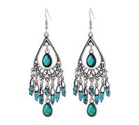 Boho Earrings For Women Gemstone Vintage Stacking Statement Rings Midi Earrings For Women Teen Girls Hollow Carved Silver Earrings Crystal Earrings