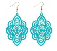 Boho Earrings for Women Turquoise Dangle Western Statement Earrings Jewelry Filigree Mandala Drop Lightweight Accessories, M, Zinc, No Gemstone