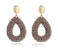 Boho Earrings Rice Pearls Hanging, Teardrop Shaped Lightweight Statement Dangle Earrings, Fashion Jewelry, Elegant Eye-catching for Women
