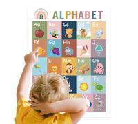 Boho Educational Posters - Early Learning Charts Set, Board with Palette, Card with Interactive Lesson, Nursery Material, Neutral Alphabet Number Wall Curriculum for Boy Girl