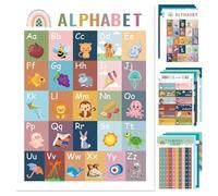 Boho Educational Posters, Learning Charts, Interactive Wall Set, Skill-Building Decor, Preschool Development Tools for Boy Girl Home Travel Playroom School Classroom Use 16.54x11.02x0.16in