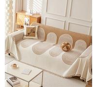 Boho Elegance Chenille Sofa Cover, Double-Sided Reversible Chenille Sofa Cover, Washable Blanket, Non Slip Fuzzy Pet Protective Mat Couch Covers for Large Dog (Beige,70.87 * 133.86in)