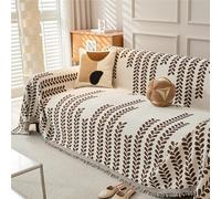 Boho Elegance Chenille Sofa Cover, Double-Sided Reversible Chenille Sofa Cover, Washable Blanket, Non Slip Fuzzy Pet Protective Mat Couch Covers for Large Dog (Style B Coffee,70.87 * 133.86in)