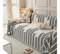 Boho Elegance Chenille Sofa Cover, Double-Sided Reversible Chenille Sofa Cover, Washable Blanket, Non Slip Fuzzy Pet Protective Mat Couch Covers for Large Dog (Style B Black,70.87 * 133.86in)