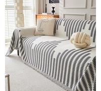 Boho Elegance Chenille Sofa Cover, Double-Sided Reversible Chenille Sofa Cover, Washable Blanket, Non Slip Fuzzy Pet Protective Mat Couch Covers for Large Dog (Style A Gray,70.87 * 133.86in)