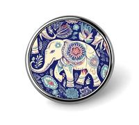 Boho Elephant Button Pin,Design Your Own Personalized Pin Back Button Badges Exquisite Round Badge Travel Brooch Metal Decorative Pins for Hat Clothes Backpack