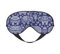 Boho Elephant Night Mask Soft Reversible Eye Cover Adjustable Strap Light Blocking Comfortable Rest
