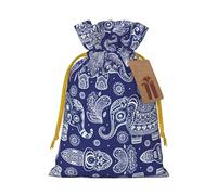 Boho Elephant Print Drawstring Pouch For Gifts,Reusable Adorable Gift Bags,Perfect For Jewelry And More