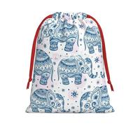 Boho Elephant Print Gift Drawstring Bag Reusable Pouch Festive Decor Party Favor Daily Storage Sack
