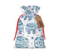 Boho Elephant Print Gift Drawstring Bags Reusable Present Sack Versatile Birthday Holiday Party Favors