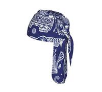 Boho Elephant Print Head Scarf Cycling Cap Under Helmet Breathable Quick Dry Tie Back Modern Fit Motorcycle Liner