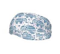 Boho Elephant Print Headbands for Men Women Sweat Bands Sports Running Yoga Gym Elastic Sweatband