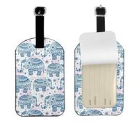 Boho Elephant Printed Leather Luggage Tag, Durable Baggage Identifier, Soft PU ID Label, for Business Travel