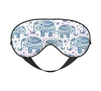Boho Elephant Reversible Eye Mask Double Sided Blackout Mask Adjustable Soft Sleep Travel Nap Cover