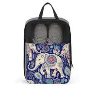 Boho Elephant Shoe Bag Travel Shoe Organizer Water-Resistant Shoe Pouch with Zipper Sneaker Dust Bag, gray, One Size, Modern
