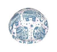 Boho Elephant Shower Caps Women Reusable Large Shower Cap Men Quickdry Care Hair Long Short Kids Bath