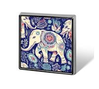Boho Elephant Square Badges Metal Memorial Pins Exquisite Button Badge Lapel Pins Fashion Square Brooch Crafts Gifts Clothes Decorative Pin for Adult Brooch