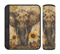 Boho Elephant Sunflowers Retro 2 Pack car seat Neck Strap Cover More Comfort Driving for Most Cars Protector para cinturón de carro