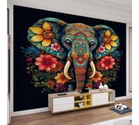 Boho Elephant Wall Murals Floral Elephant Mural Wallpaper Mandala Animal Wallpaper Indian Style Bohemian Animals Wall Decal for Bedroom Living Room 200 x 140 cm