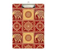 Boho Elephants Red Clipboards Cute Clipboard Paperboard Chic Design Clipboards with Low Profile Metal Clip for Students, Women, Man