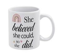 Boho Encouraging Mug She Believed She Could So She Did Mug Funny Coffee Mug,Man Cave Prints,The Best Gift for Colleagues, Parents, and Grandparents, 110z Men and Women