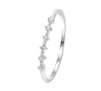Boho Engagement Ring, Pretty Rings 0.045ct 6 Round Created Diamond 18.1K White Gold Size H 1/2