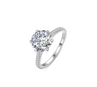 Boho Engagement Ring, Simple Wedding Ring Circle Silver with Round Shape Lab Created Diamond 9K White Gold Size P 1/2