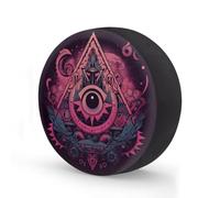 Boho Evil Eye Pattern Spare Tire Cover 15 In, Waterproof Polyester Wheel Cover Universal for SUV RV Truck Travel Trailer Dustproof UV Resistant Elastic Wheel Protector