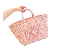 Boho Fabric Floral Bags - Home Storage Bag with Handles, Storage Bin & Quilted Basket for Snack, Versatile Organizer for Decor, Laundry, Picnic, Shopping, Indoor & Outdoor Use(M)