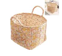 Boho Fabric Storage Basket, Boho Floral Laundry Basket, Large Collapsible Laundry Hamper with Easy Carry Handles, for Living Room, Clothes Toys and Sundries (Orange)