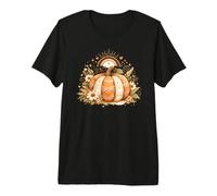 Boho Fall Pumpkin Autumn Aesthetic Floral Graphic Tee Womens Premium T-Shirt