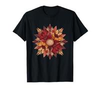 Boho Fall Sunflower Mandala with Autumn Leaves T-Shirt