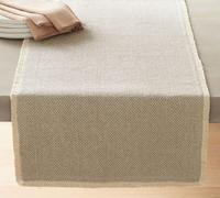 Boho Farmhouse Table Runner by DECOR WORKS 14 x 72 Inches - Rustic Home Decor, Spring Table Decor Accent, 14 x 72 Inches, Chic Beige