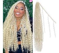 Boho Faux Locs Crochet Hair 30 Inch Goddess Locs 8 Packs Boho Soft Locs Crochet Hair with Curly Ends Pre-looped Long Bohemian River for Black Women (613#, 30 Inch (Pack of 8))