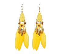Boho Feather Tassel Dangle Earrings Geometric Teardrop, One Size, Feather