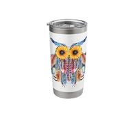 Boho Feathers & Floral Animals Bohemian Bird Sunflower Owl Stainless Steel Insulated Tumbler